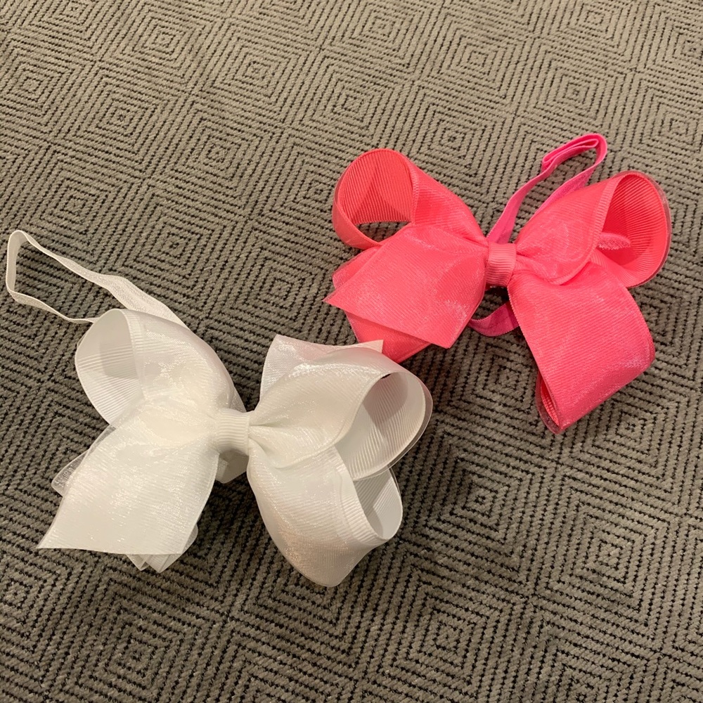 NWOT Baby Bling Pink & White Hairband Bows